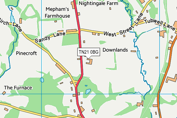 TN21 0BG map - OS VectorMap District (Ordnance Survey)