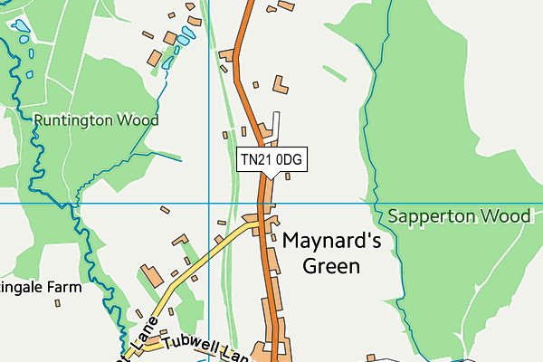 TN21 0DG map - OS VectorMap District (Ordnance Survey)
