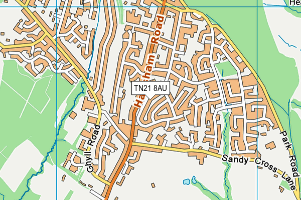 TN21 8AU map - OS VectorMap District (Ordnance Survey)