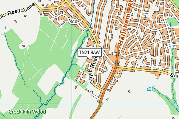 TN21 8AW map - OS VectorMap District (Ordnance Survey)