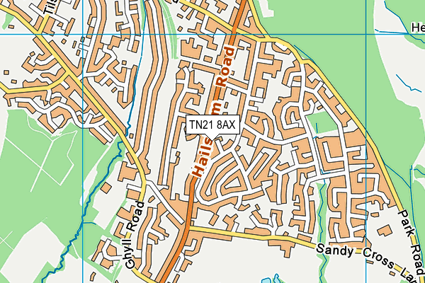 TN21 8AX map - OS VectorMap District (Ordnance Survey)