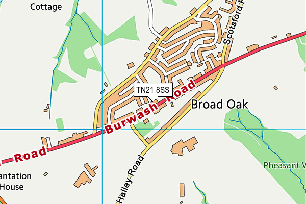 Broad Oak Village Hall (Closed) map (TN21 8SS) - OS VectorMap District (Ordnance Survey)