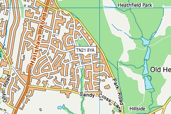 TN21 8YA map - OS VectorMap District (Ordnance Survey)