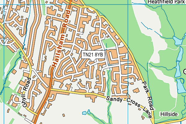 TN21 8YB map - OS VectorMap District (Ordnance Survey)