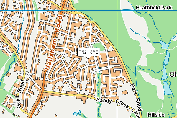 TN21 8YE map - OS VectorMap District (Ordnance Survey)