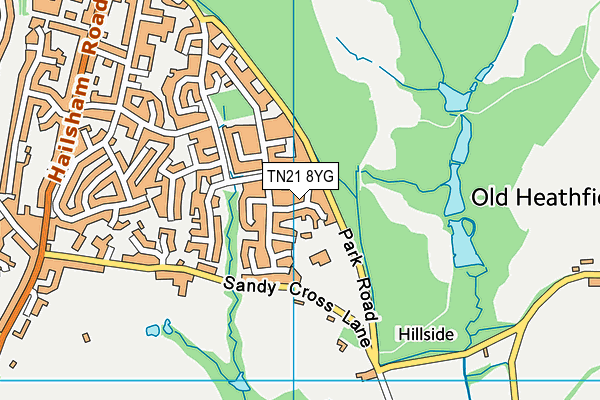 TN21 8YG map - OS VectorMap District (Ordnance Survey)