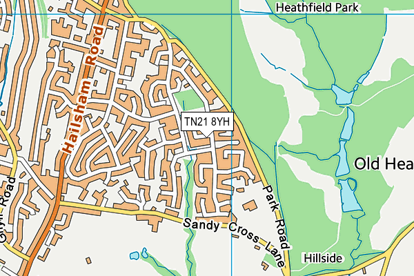 TN21 8YH map - OS VectorMap District (Ordnance Survey)