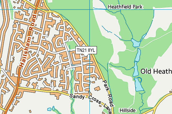 TN21 8YL map - OS VectorMap District (Ordnance Survey)