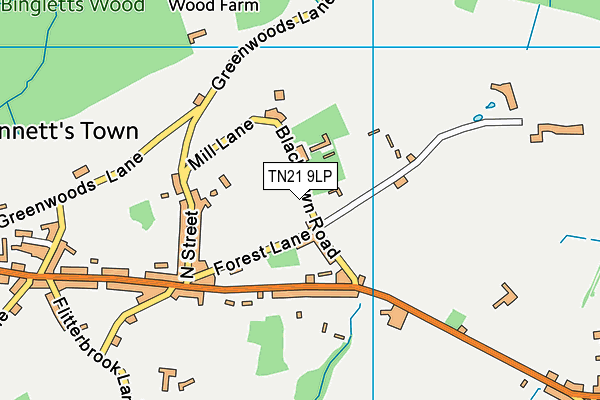 TN21 9LP map - OS VectorMap District (Ordnance Survey)