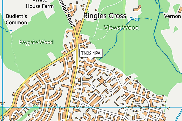 TN22 1PA map - OS VectorMap District (Ordnance Survey)