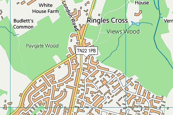 TN22 1PB map - OS VectorMap District (Ordnance Survey)