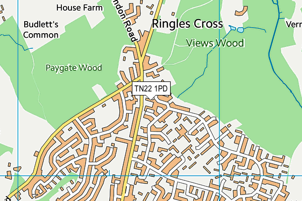 TN22 1PD map - OS VectorMap District (Ordnance Survey)