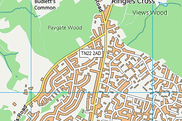 TN22 2AD map - OS VectorMap District (Ordnance Survey)