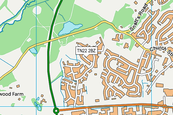 TN22 2BZ map - OS VectorMap District (Ordnance Survey)