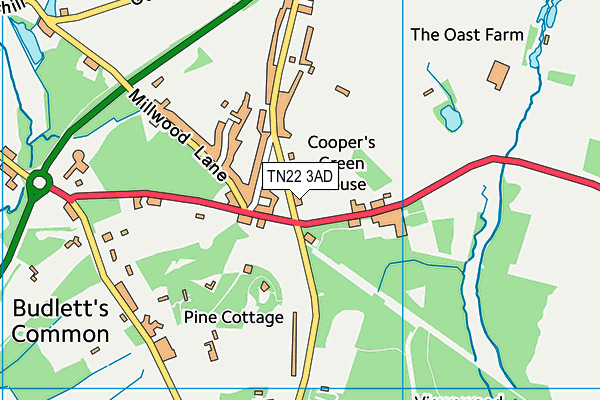 TN22 3AD map - OS VectorMap District (Ordnance Survey)