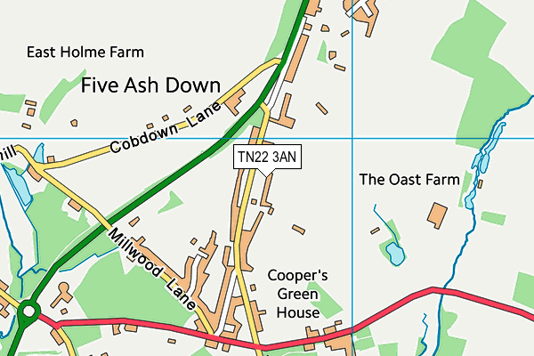 TN22 3AN map - OS VectorMap District (Ordnance Survey)