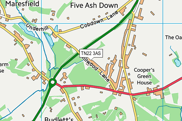 TN22 3AS map - OS VectorMap District (Ordnance Survey)