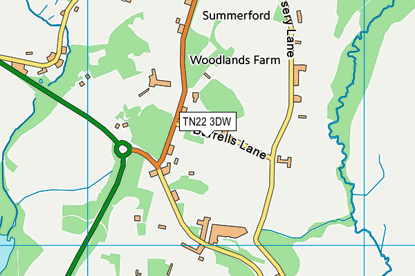 TN22 3DW map - OS VectorMap District (Ordnance Survey)