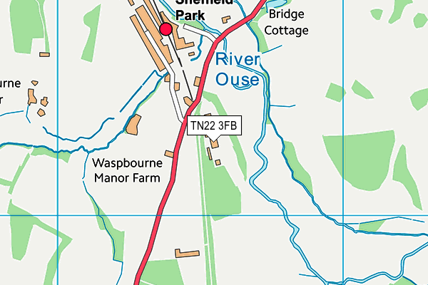 TN22 3FB map - OS VectorMap District (Ordnance Survey)