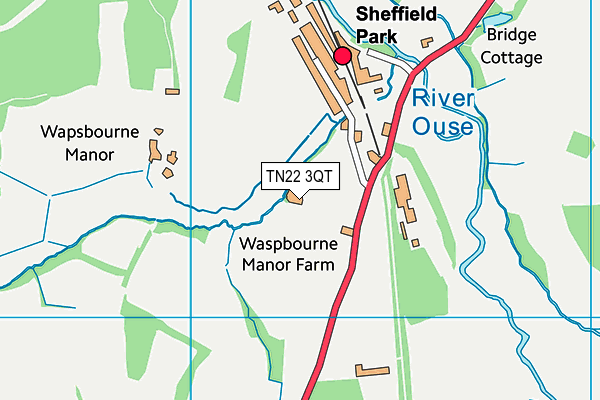 TN22 3QT map - OS VectorMap District (Ordnance Survey)