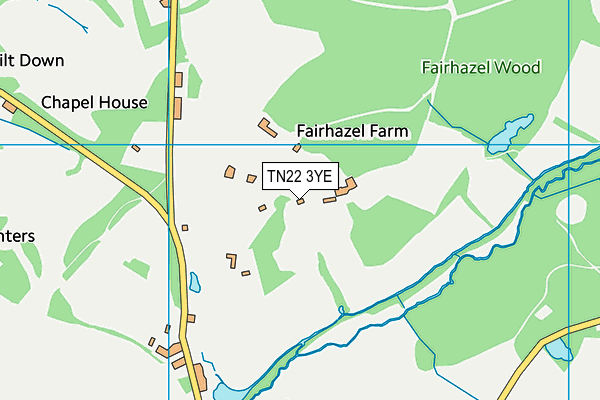 TN22 3YE map - OS VectorMap District (Ordnance Survey)