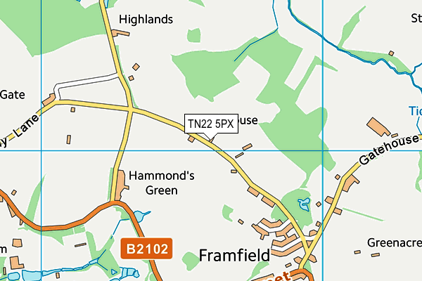 TN22 5PX map - OS VectorMap District (Ordnance Survey)