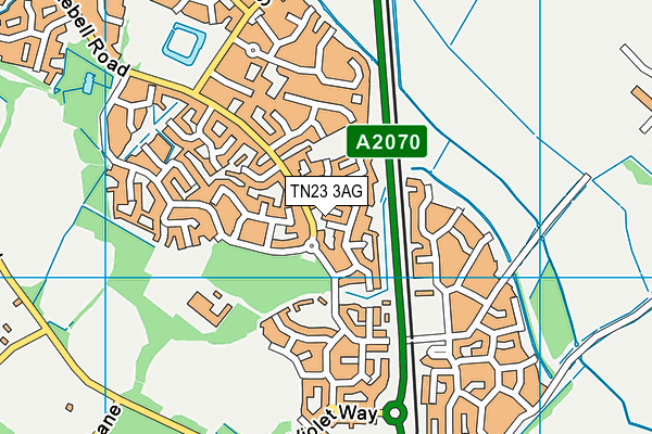 TN23 3AG map - OS VectorMap District (Ordnance Survey)