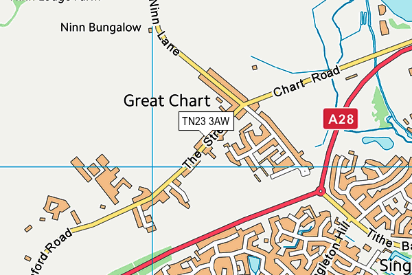 TN23 3AW map - OS VectorMap District (Ordnance Survey)
