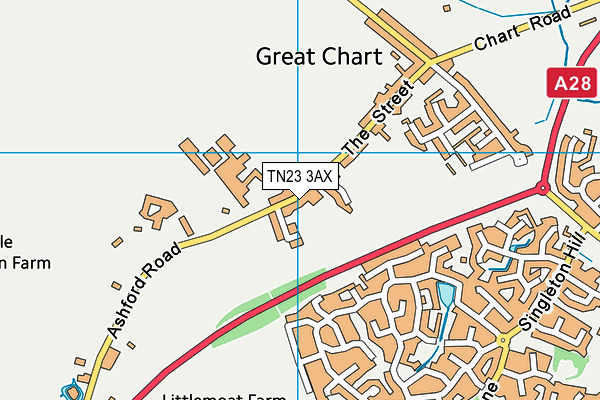 TN23 3AX map - OS VectorMap District (Ordnance Survey)