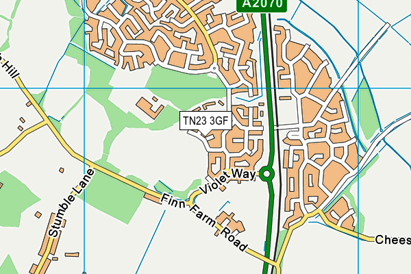 TN23 3GF map - OS VectorMap District (Ordnance Survey)