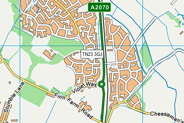 TN23 3GJ map - OS VectorMap District (Ordnance Survey)