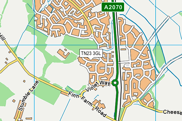 TN23 3GL map - OS VectorMap District (Ordnance Survey)