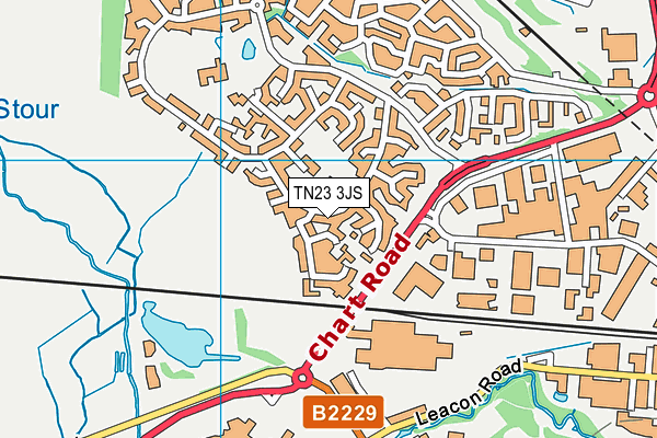 TN23 3JS map - OS VectorMap District (Ordnance Survey)