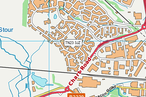 TN23 3JZ map - OS VectorMap District (Ordnance Survey)