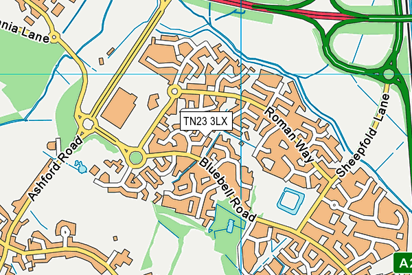 TN23 3LX map - OS VectorMap District (Ordnance Survey)