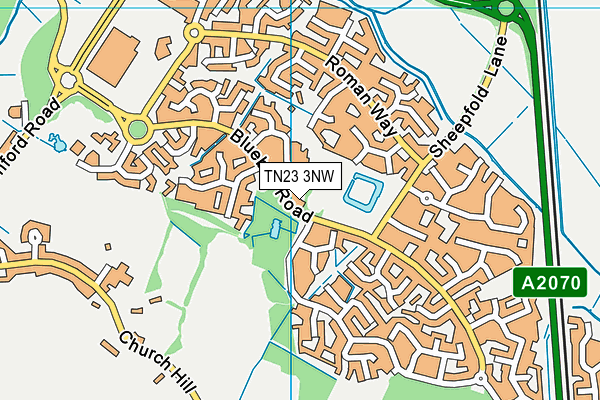 TN23 3NW map - OS VectorMap District (Ordnance Survey)