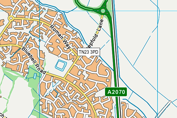 TN23 3PD map - OS VectorMap District (Ordnance Survey)