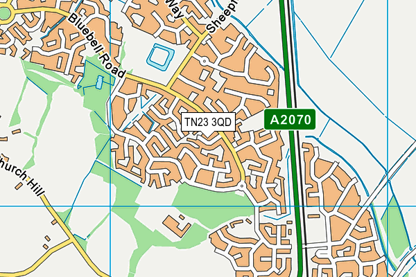 TN23 3QD map - OS VectorMap District (Ordnance Survey)