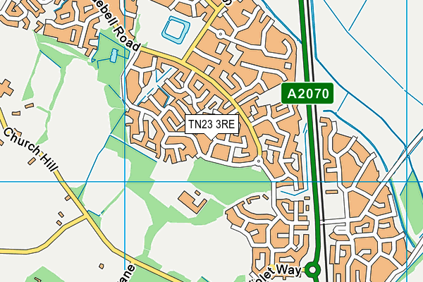 TN23 3RE map - OS VectorMap District (Ordnance Survey)