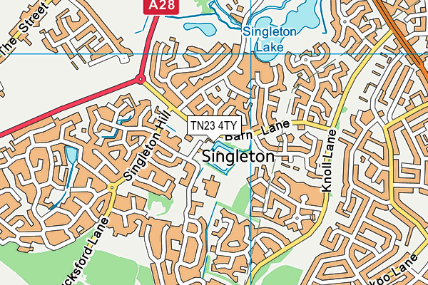 TN23 4TY map - OS VectorMap District (Ordnance Survey)