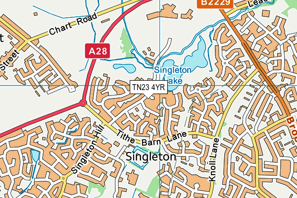 TN23 4YR map - OS VectorMap District (Ordnance Survey)