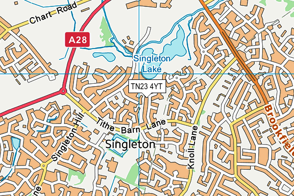 TN23 4YT map - OS VectorMap District (Ordnance Survey)