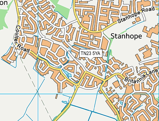 TN23 5YA map - OS VectorMap District (Ordnance Survey)