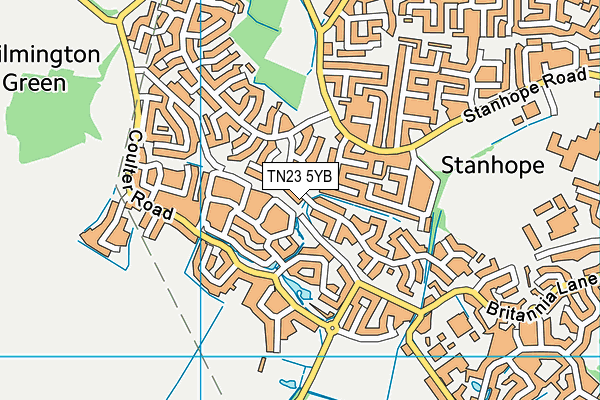 TN23 5YB map - OS VectorMap District (Ordnance Survey)