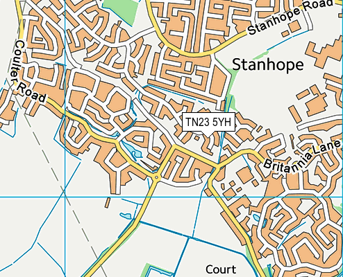 TN23 5YH map - OS VectorMap District (Ordnance Survey)