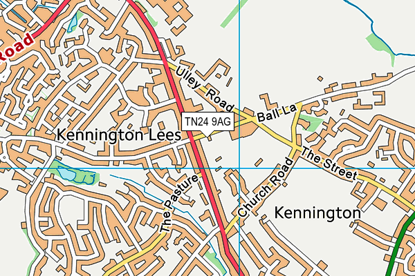 Kennington Church of England Academy map (TN24 9AG) - OS VectorMap District (Ordnance Survey)