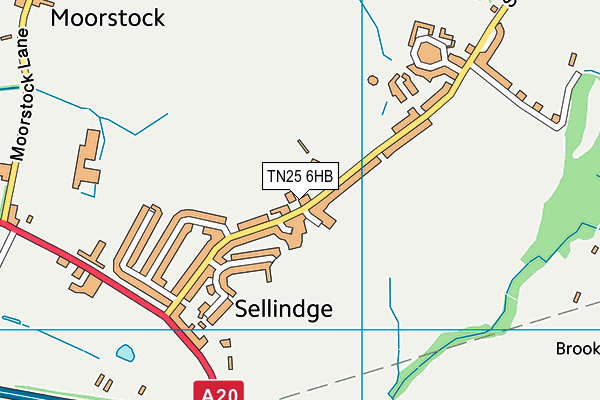 Sellindge Sports And Social Club map (TN25 6HB) - OS VectorMap District (Ordnance Survey)