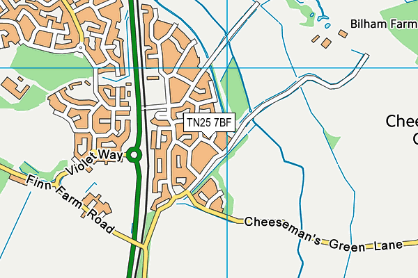 TN25 7BF map - OS VectorMap District (Ordnance Survey)