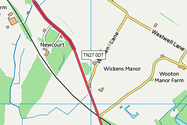 TN27 0DT map - OS VectorMap District (Ordnance Survey)