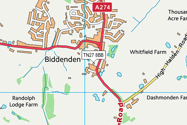 Biddenden Squash Club map (TN27 8BB) - OS VectorMap District (Ordnance Survey)
